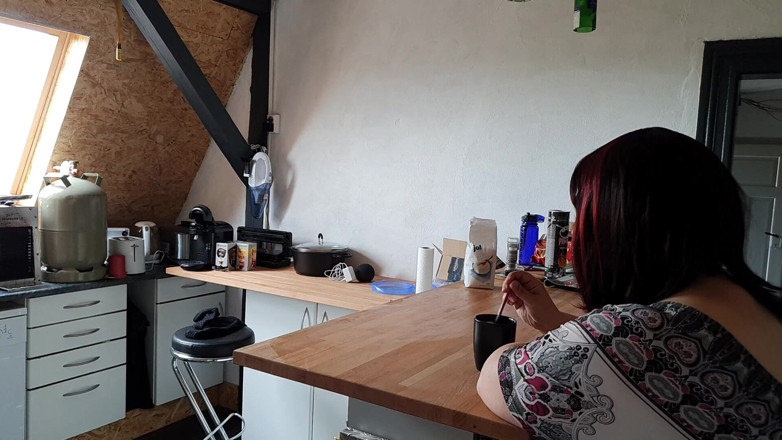 Femdom-Team-German: Cleaning the Kitchen with Fixed Eggs Housework with a Difference
