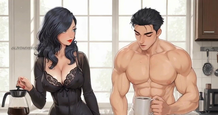 Oliviaevence: 부엌에서 배다른 아들을 유혹하는 거유 밀프 새엄마 - 3부
