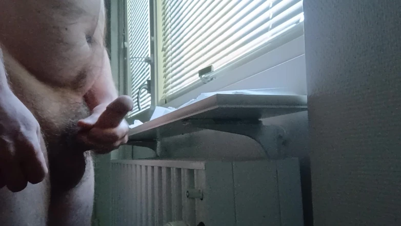 Bi-man Gets It with a Dildo Fuck in the Early Morning and Masturbates Until He Cums While Working Part 3