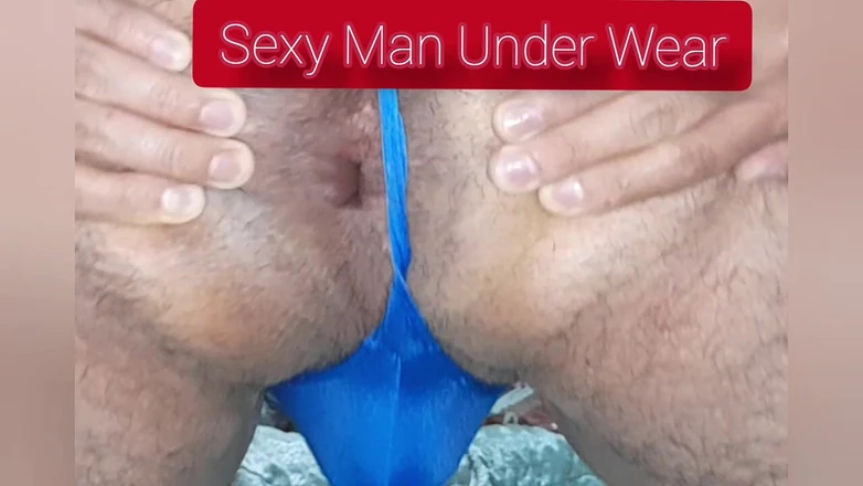Sexy man underwear: Sous-chat bleu sexy pour se masturber jusqu'à l'orgasme