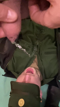 Russian Military Man Pissing on Kinky Policeman