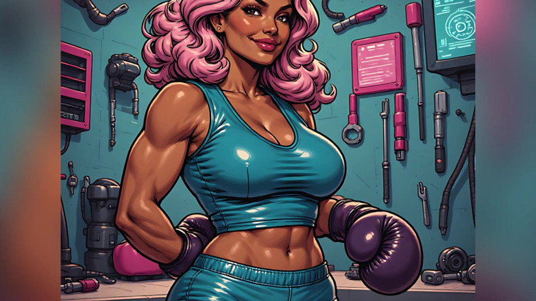 AI Porn: Beautiful Fit Pink-haired Babes Art
