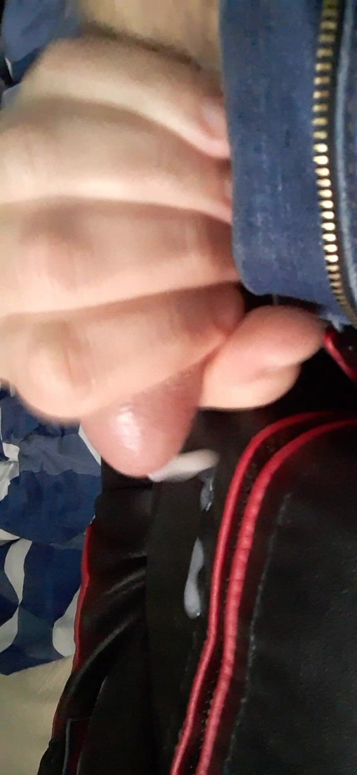Rusty Sunnybrook: Jerking in New Red &amp; Black Leather Jacket