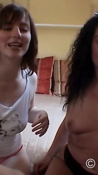 Stepmother Elke and stepdaughter Sandra having sex