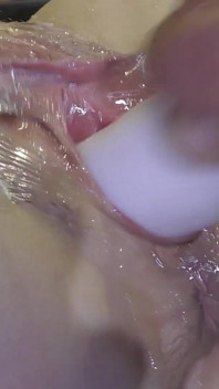 Very Close Spread Pussy Fucking with Dildo and Glass