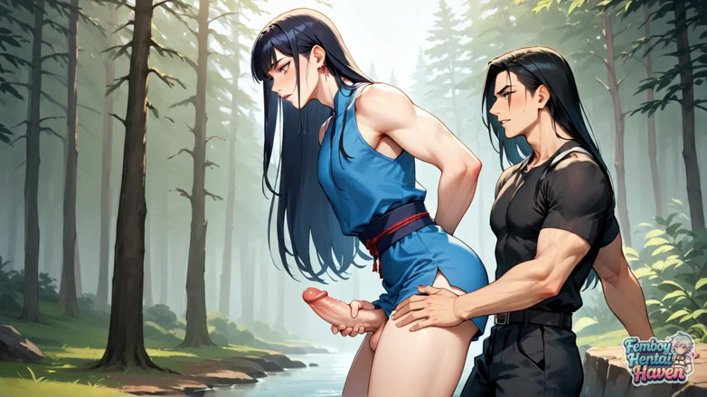 Femboy Hentai Haven: Napalone porno: Wonderful Transvestite Woods Ass-fuck Play with a Naked...