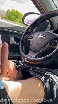 Stepdaddy's Passerby Cruise, Hot Jerking off My Dick and Fucking Me in the Ass on the Highway in Public