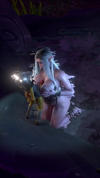 Elfo grosso che fa un servizietto con le tette nella grotta di Goblin