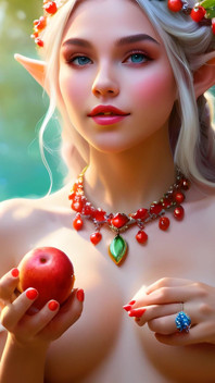 Piękna duża piersią naga elf loszka z Acerola