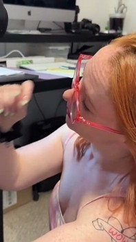 Redhead Teacher Bursts Out Laughing While Sucking His Small Cock