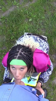 Young jogger Carmela 20 needs cum in the woods