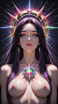 Syahwat bayang-bayang dengan pelangi Prism Spikes Fantasi Kosmik Ai Seni Tayangan Slaid