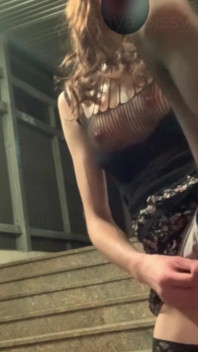 Sissy Shemale in a Risky Place