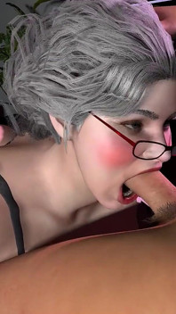 POV에서 머리를 주는 란제리를 입은 미시 주부