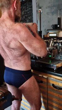 Muscle Bear Has Coffee