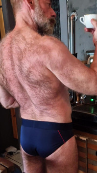 Muscle Bear Has Coffee