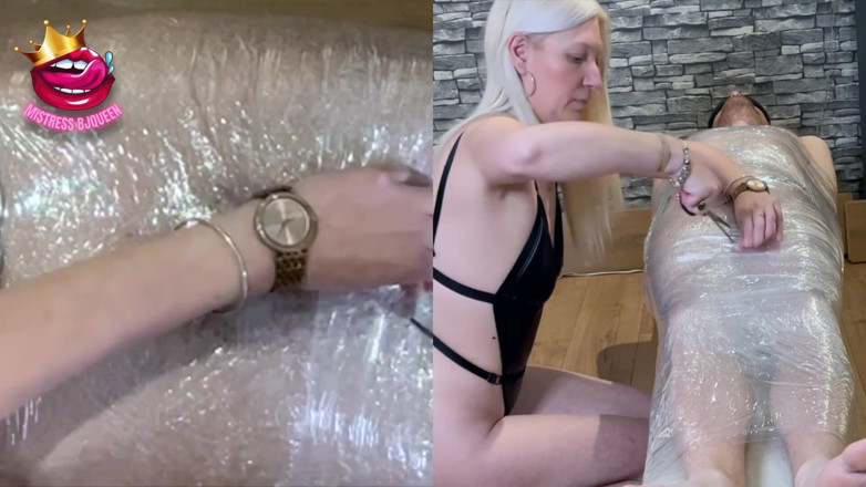 Mistress_BJQueen: Mumyalanmış köle elle muamele bekliyor, onun yerine bekaret kafesinde kilitli