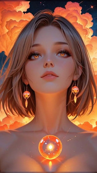 Retrato de belleza desnuda de diosa cósmica de neón con nubes cyber radiantes ai art presentación de diapositivas