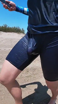 Surfer Gets Erect in His Lycra for the Pleasure of the People