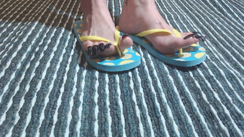 Abby Anna: Lemon blue flip flops super långa naglar