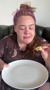 Huge Hungry BBW Stuffing Herself at Breakfast