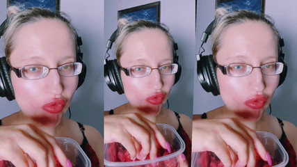 FinDom Goaldigger: Asmr Erdbeeressen - Asmr, Augenbrille, Gianess, Lippenstift, große Lippen, Mough, Essen,...