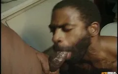 Chubby Black Guy Bangs a Friend with Hairy Ass and Cums on His Leg