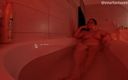 Your fantasy studio: Seksi kırmızı ışıkta banyo yaparken sigara içiyor