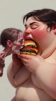 Intense Feeding Session - SSBBW Humiliates and Fattens Thin Girl