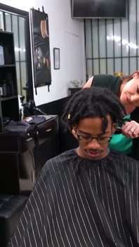 Busty Hairdresser Gives Oiled Interracial Handjob Then Takes Cum in Her Panties