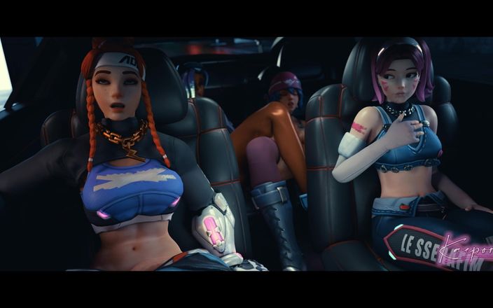 Kaepora NSFW: 4 Ow Girls Having Sex in a Car