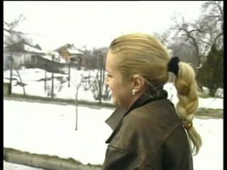 Lucky Cooch: Superb blonde babe gets sprayed with hot load on her...
