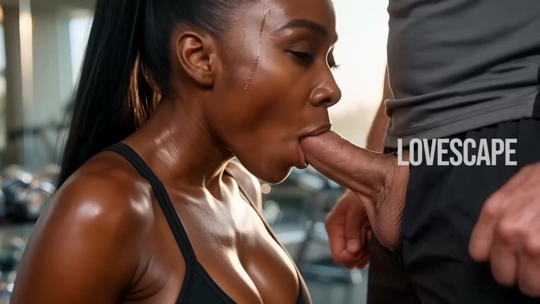 Lovescape: Ebony Kotě Sexy Šukání v tělocvičně