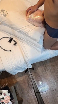 Fucking Toy on Hotel Bed Solo