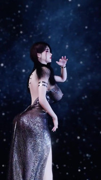 Glossy Korean-style Beauty, Seductive Evening Gown, High Heels, Big Boobs, Big Butt, Shaved Pussy, Tight Pussy
