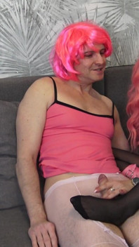 Perverse Pink Fetish Couple Enjoys Naughty Nylon Foot Sex Games!