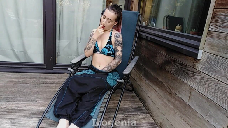 Irogenia: Hippie Double Penetration Dildo Outdoors