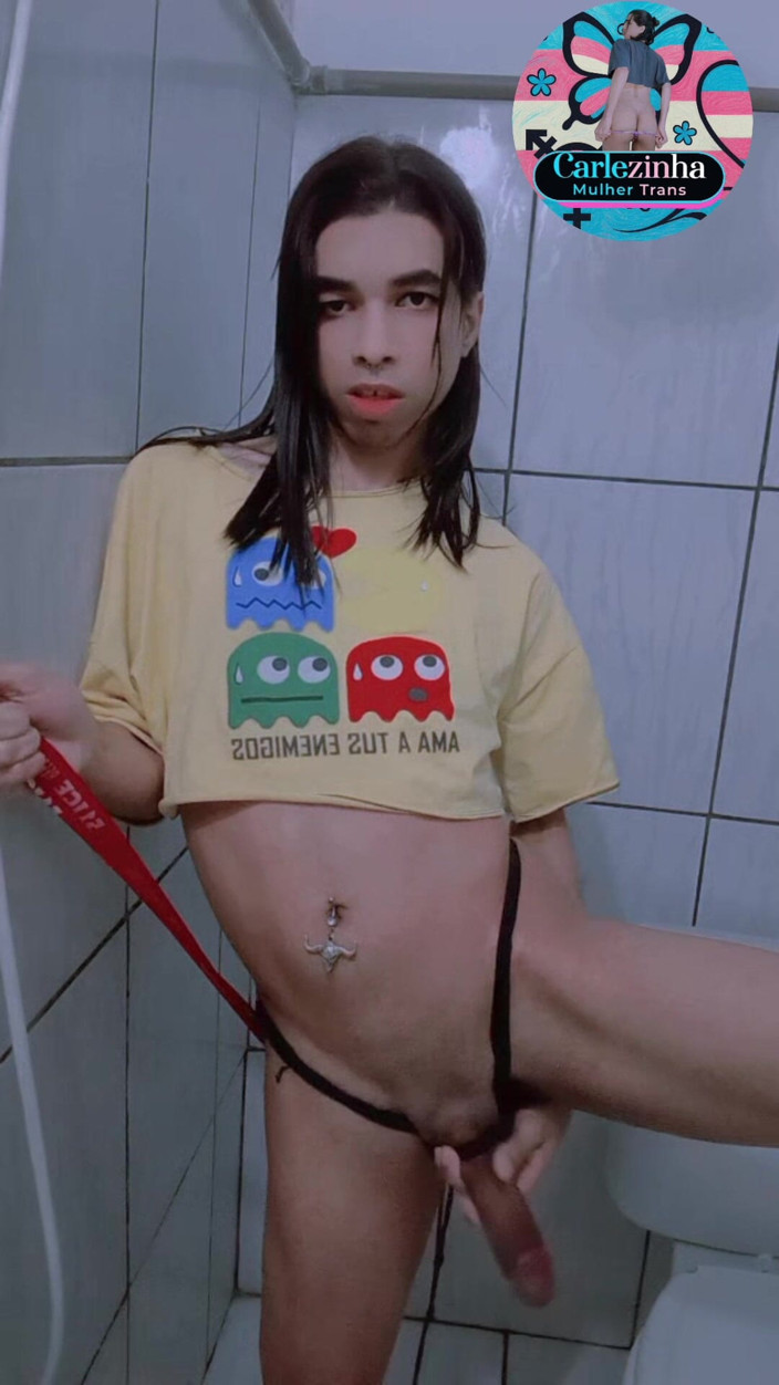 Srta. Carla: Carlezinha - Naked Dicked Trans Woman in Cropped with a Hot...