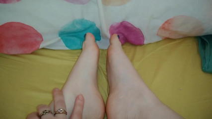 RavenBigAss: The goddess enjoys with her small feet on your slave...