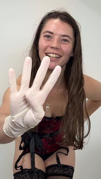 Slå din kuk till mina latexprovhandskar JOI