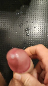 Moaning as I Squirt My White, and Thick Cum All Over the Floor with My Thick, Shaved, Cock