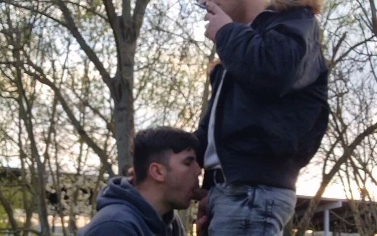 Gay Boys Smoke, Wank, Kiss and Suck Dick Outdoors (Boyzxy)
