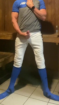 Jockdad87 Edgings in der sauna, blaues baseballspiel