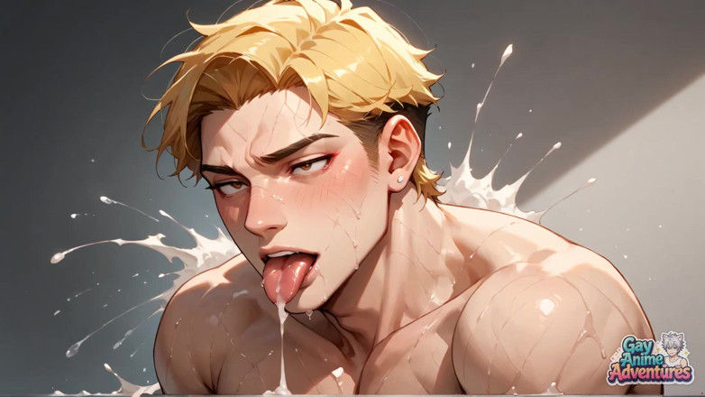 Gay Anime Adventures: Golden Glory: Regangan pantat basah berotot &amp; air mani