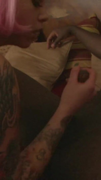 Colored Hair White Slut Gave a Good Blowjob to Black Dude