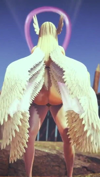Angewomon stå och bära förstapersonsvy - Hentai Parodi