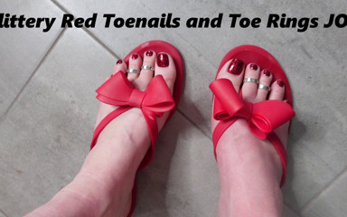 Deanna deadly: Glittery Red Toenails and Toe Rings JOI