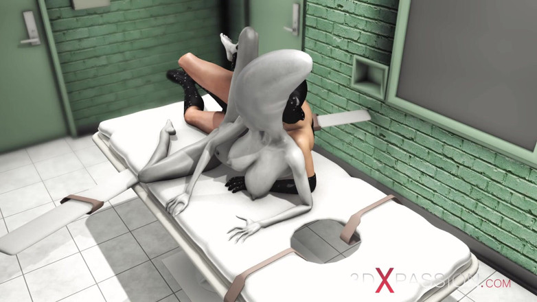 3dxpassion-transgender: Vrouwelijke alien in een gevangenis wordt hard geneukt door een...