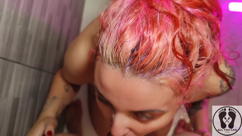 All You Can Fetish: Bg sprcha prsa kouření deepthroat s výstřikem na obličej