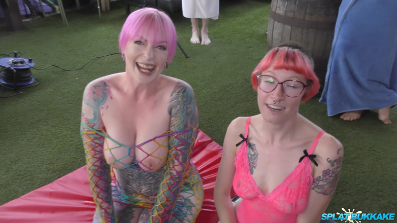 100% Amateur Gangbang and Bukkake from the UK!: Verdadeiramente incrível Bukkake com Inked Babes Piggy e Rosa Parte 1